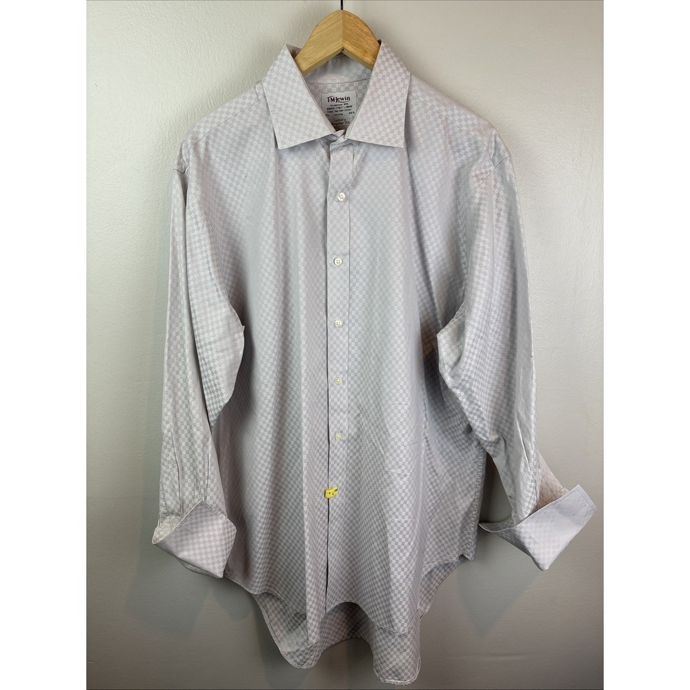 TM Lewin & Sons Friday London White Checks Dress Shirt XXL 2XL 17 1/2 England